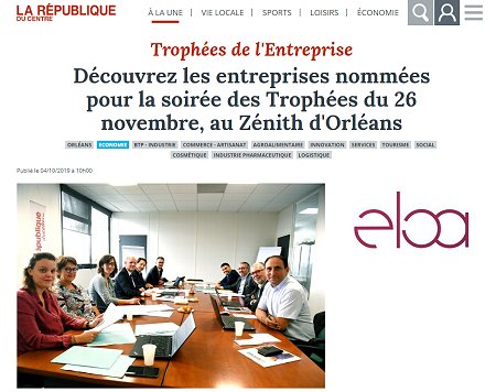 Eloa nommée dans la catégorie Innovation des Trophées de l'Entreprise du Loiret